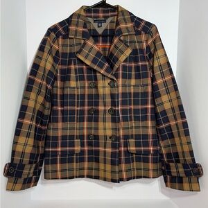 Tommy Hilfiger Women’s Plaid Lightweight‎ Peacoat/ Blazer Brown & Burnt Orange M